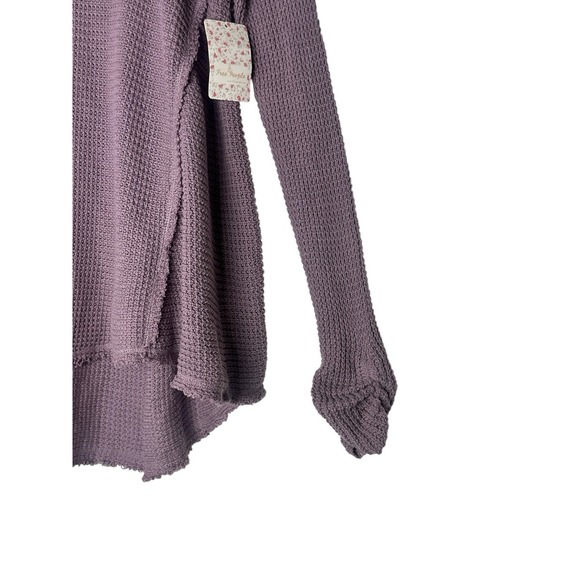 New Free People Purple Moonshine Cold Shoulder Sweater Medium Woven Knit Boho - Picture 8 of 10